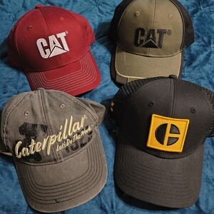 Caterpillar Logo Caps in Red, Black, and Olive